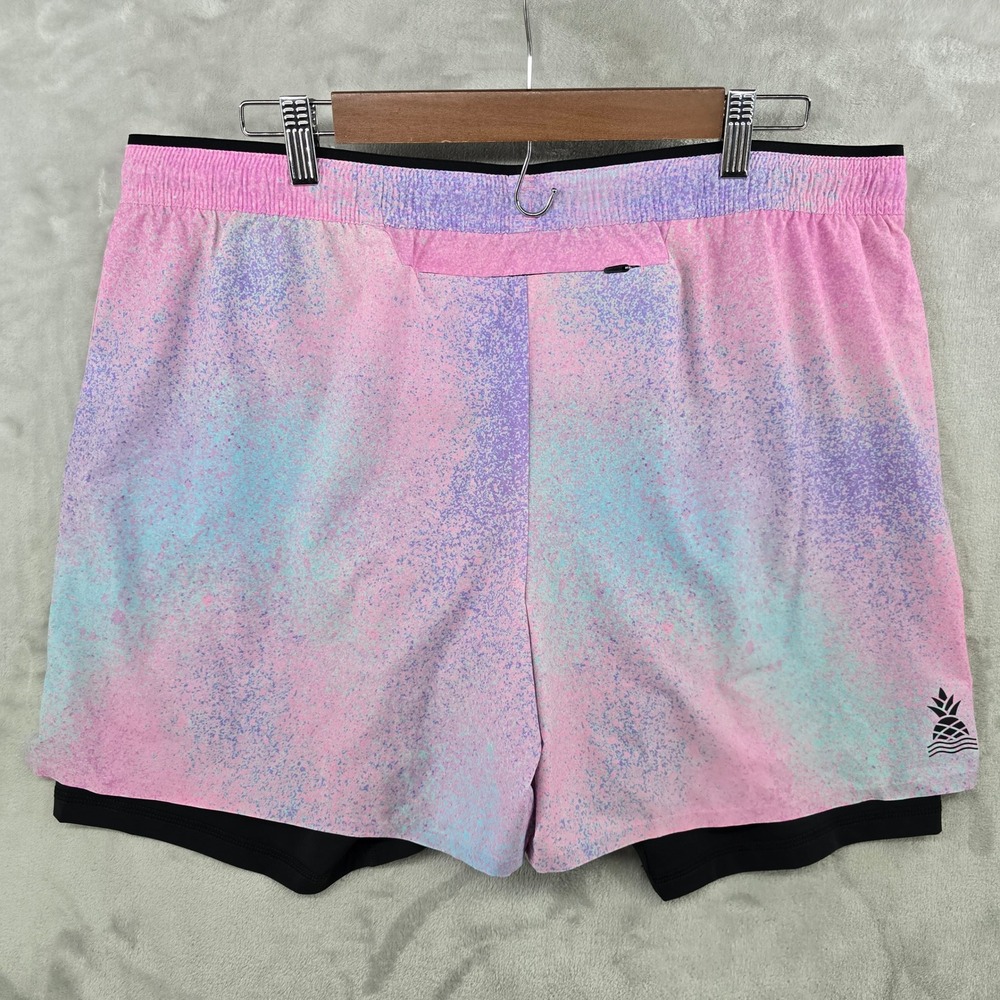 Chubbies The Vaporwaves Training Shorts Mens XXL Pink Purple 5.5" 2-in-1 Lined - Picture 2 of 10